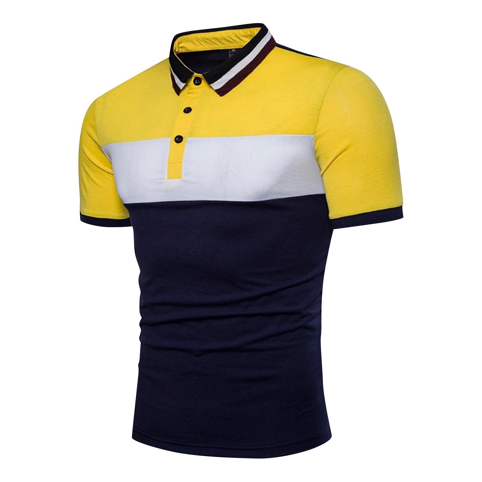 

Мужская модная лоскутная рубашка с короткими рукавами для новых летних видов спорта XXL жёлтый