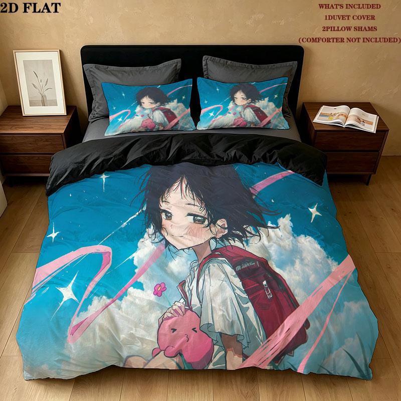 Takopi'S Original Sin Pattern Bedding Quilt Set Quilt Cover Pillowcase Home Birthday Gift(1 * duvet cover + 2 * pillowcase, without core)