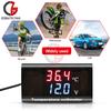 DC 12V Digitaler Temperatur-Voltmeter-Messgerät IPX6 Wasserdicht für Boot Motorrad 0,28 Zoll LED-Anzeige Volt Spannungsmesser Batterie