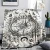 1Pc Compass Print Flannel Blanket, High Quality Comfortable for All Seasons, Home Decor, Warmth and Comfort, Perfect for Christmas Gifts W167