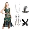 Abito Anni '20 Ispirato a Gatsby con Perline, Paillettes e Frange - Stile Retro da Sera per Donna