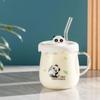 Kawaii Cups Cute Panda Glass Cup With Straw Cap Spoon Coffee Breakfast Cup Beer Mug Cups and Mugs Free Shipping Drinking Glasses