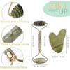 Jade Roller And Set- 100% Natural Jade Face Massager Stones For Face, Eyes, Neck, Body For Anti Aging, Relieve F