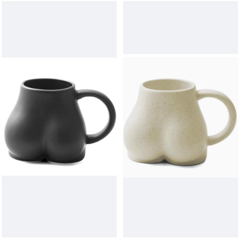 2 Pcs Funny Butt Mug Ceramic Coffee Cup Creative Personality Art Cup Drinking Water Mug Coffee Cups