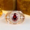 Big Oval Red Crystal Egg Shape Stone Rings For Women Vintage Gold Color Engagement Ring Wedding Jewelry Bridal Versatile Gifts