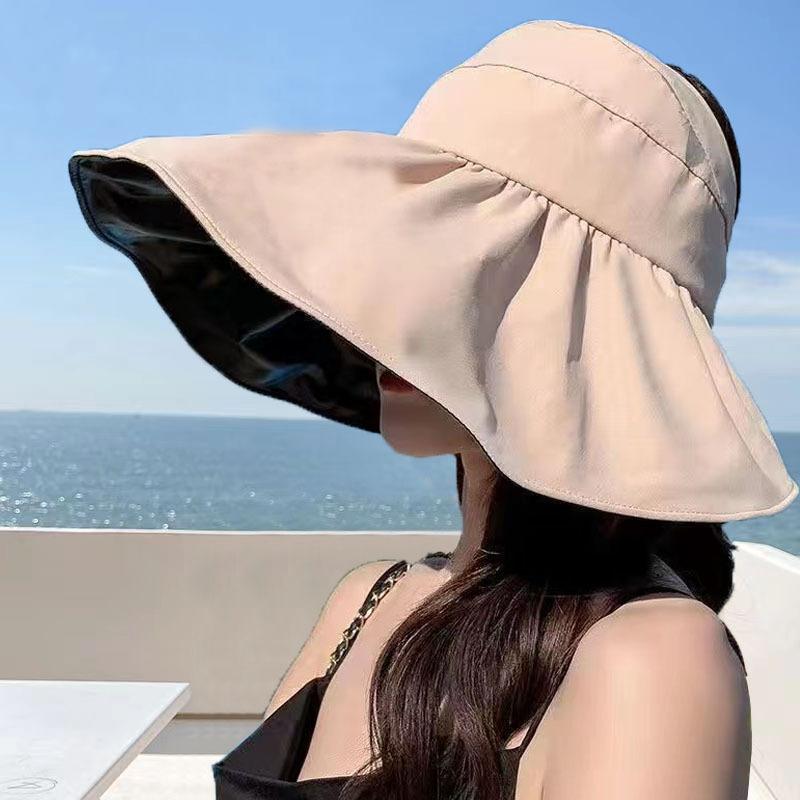 Summer sun protection and UV protection hat women's versatile empty top sun hat portable belt ponytail sunshade hat