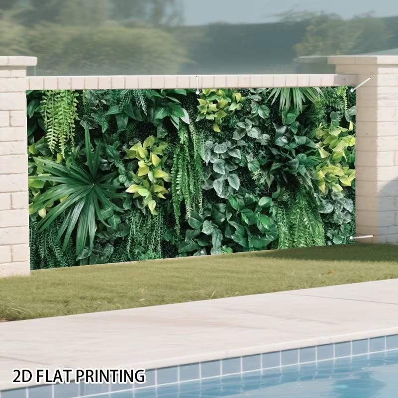 2D Dense Tropical Mixed Foliage Vertical Green Wall Pool Side Lawn Backdrop