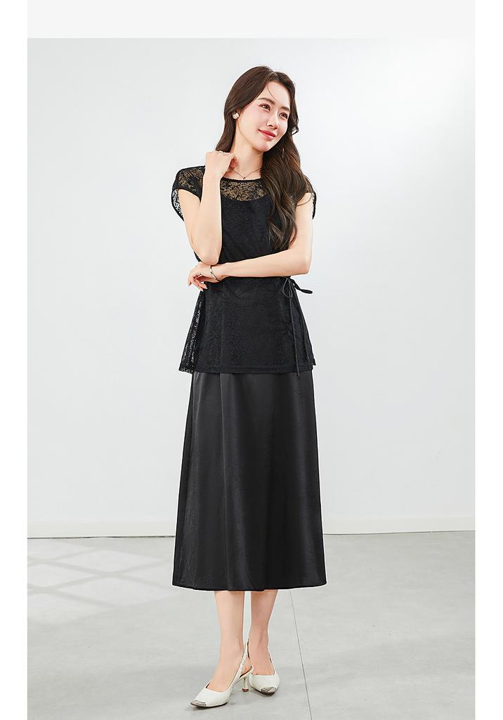 Summer New Style Fashion Style Lace Irregular Waist Sleeveless Two piece Dress Set