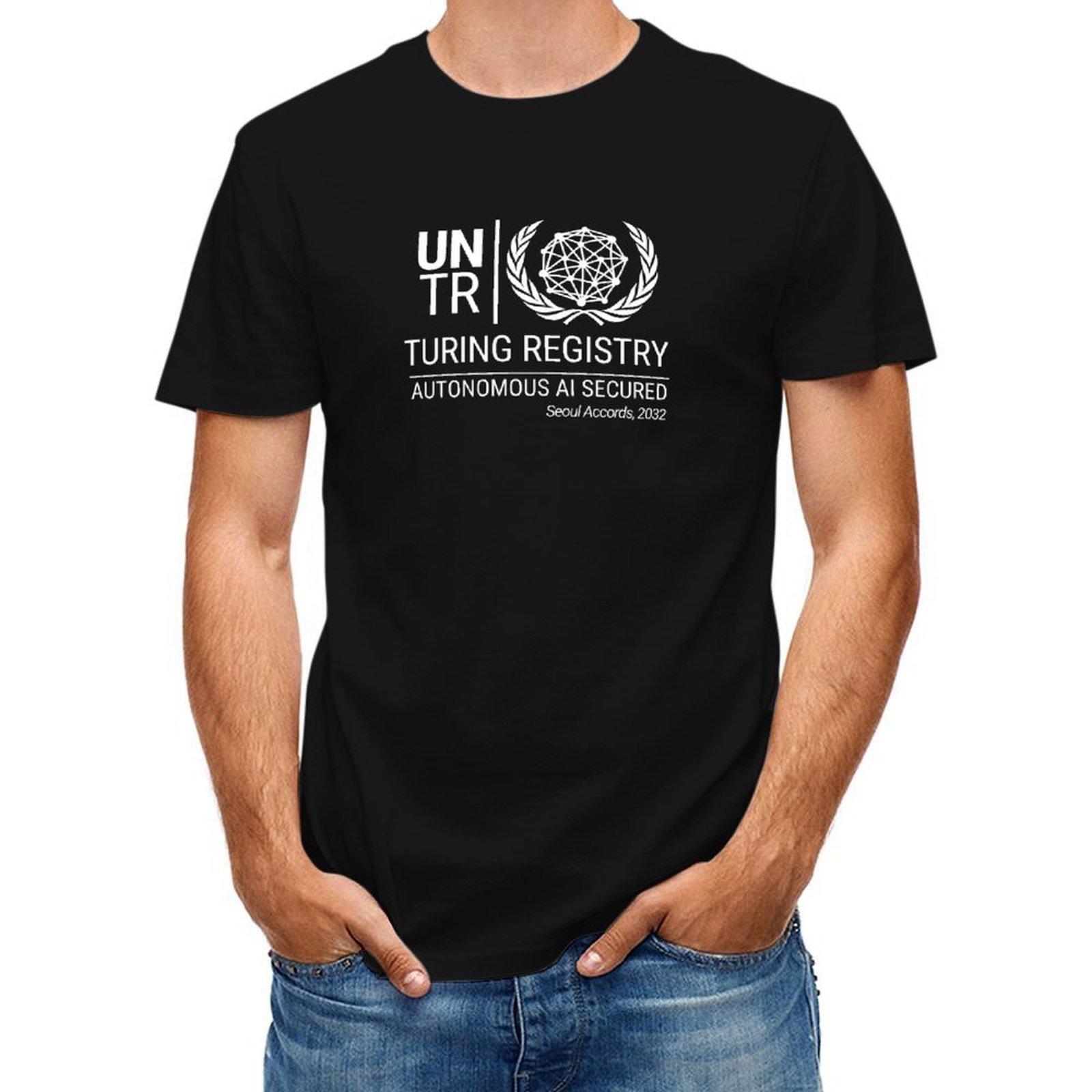 Autonomous AI Secured (2032) (William Gibson t-shirt Neuromancer Turing Registry series) AI t-shirt T-Shirt tees mens clothing 4XL