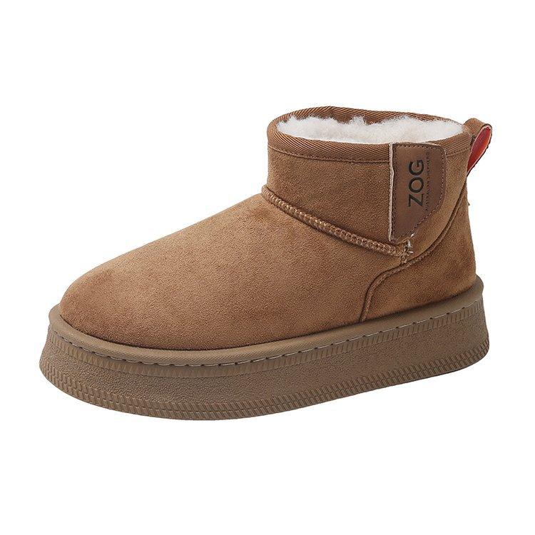 

Зимние женские ботинки для снега с плюшем и толстым утеплителем. Короткие рукава хлопковой обуви для женщин. Модная верхняя одежда. Обувь для хлеба. 40 коричневый