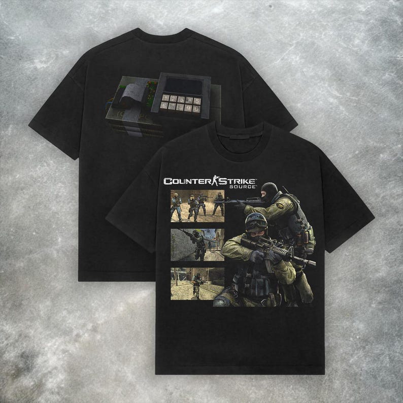 Футболка Counter Strike Source Винтажная Y2K Уличная одежда Футболка Мужская Женская Повседневная Хлопковая Оверсайз Y2k С коротким рукавом Уличная одежда Мужская одежда 4XL