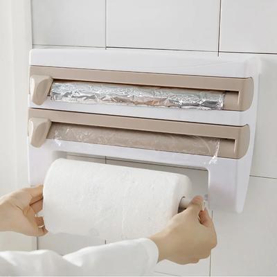 Multifunktions 3-in-1 Aluminiumfolien- und Frischhaltefolien-Spender Küchenaufbewahrungsregal Küchengewürzgläser Öl-Absaugpapier-Organizer