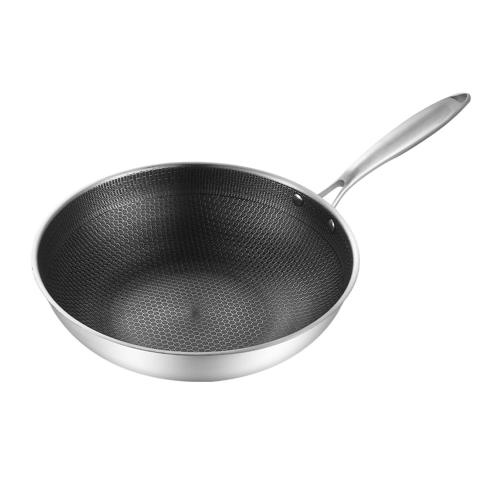 32/34 см Кухонная сковорода-вок из нержавеющей стали с двойной стороной, медовая сота, 3-слойная, предотвращающая прилипание, легкая чистка, вок для кухни, сковорода-вок 32cm