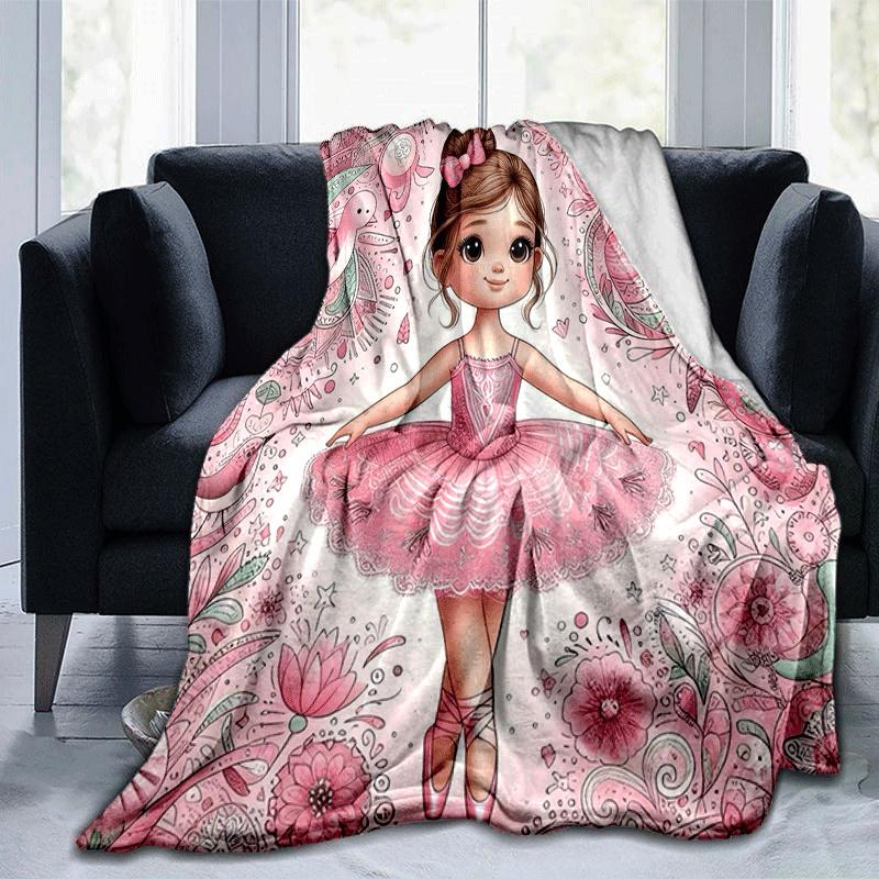 1pc Ballet Printing Lightweight Flannel Blanket, Comfortable and Warm Blanket, for Camping Sofa Bed and Couch Office, Gift
