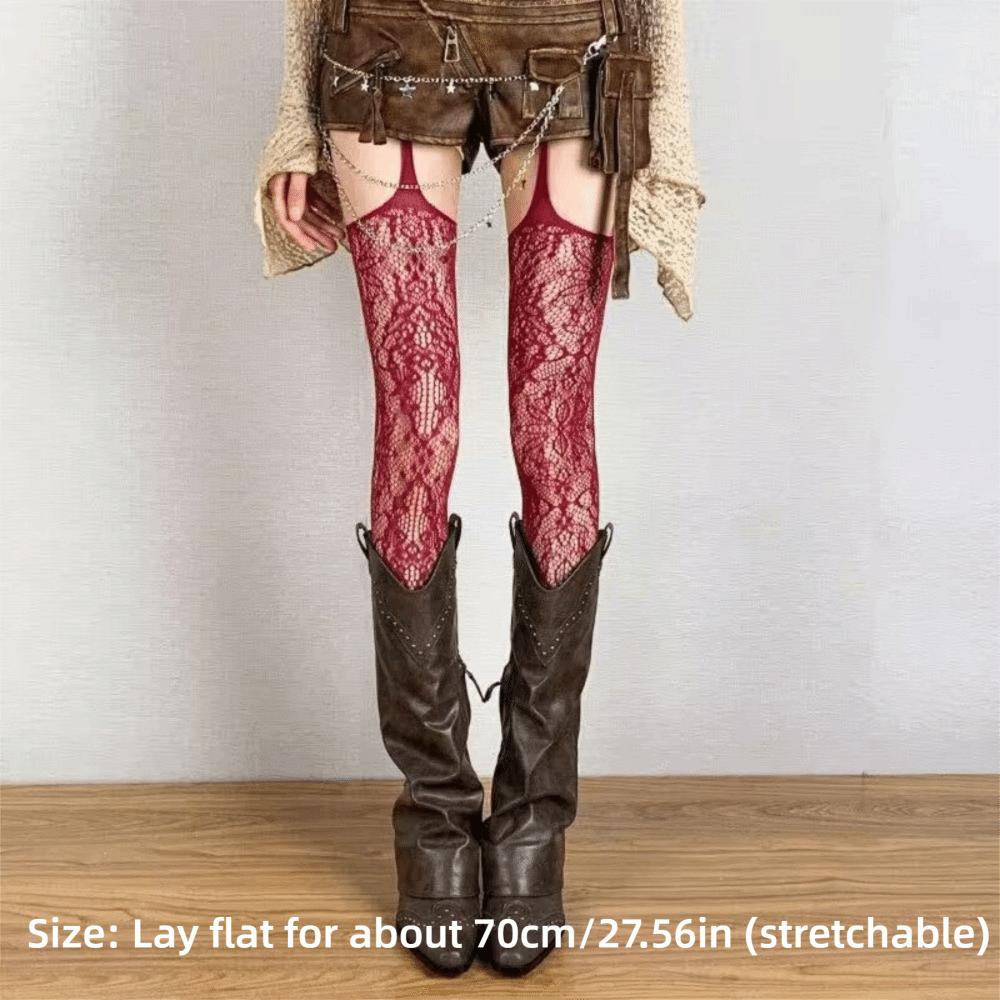 Lace Flower Mesh Pantyhose Hollow Out Fishnet Tights Sexy Suspender Stockings  Night Club