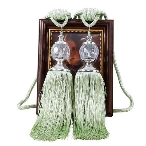 1Pair Retro Style Euro Faux Crystal Tassels Fringe Curtain Tieback Bandage Rope Window Drapes Decoration