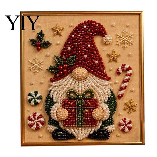 Detailed Resin Faux Diamond Kit Christmas Pearl Art Kit, 20x20cm Xmas Painting DIY Sparkling 3D Craft for Adults, Festive Wall Decor Unique