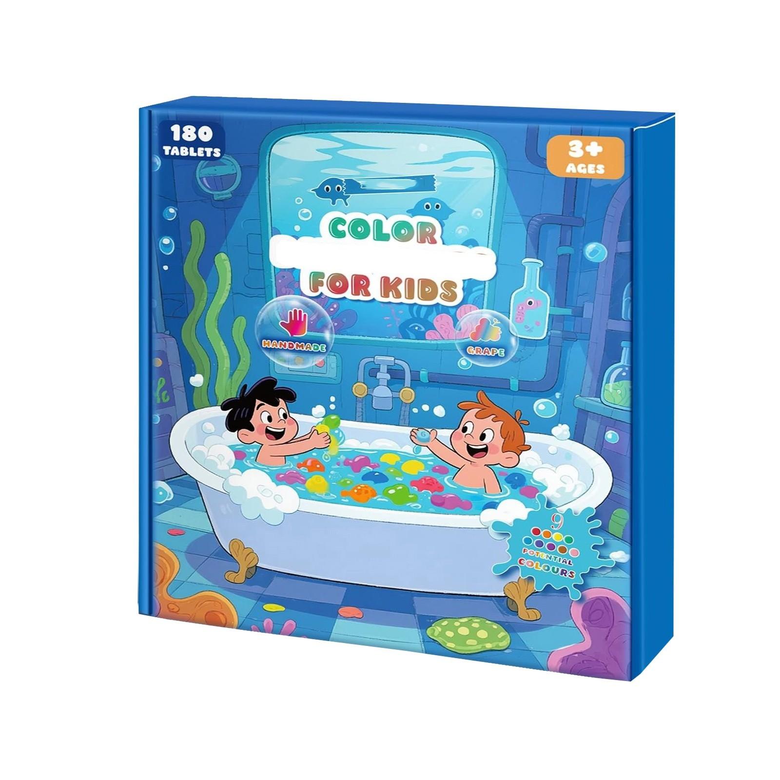 

Bath For Kids - 180 Color Tablets In 9 Bright Colors For Creative Bathtub Art Bath Toys - Fun & Colorful Bath Scientific Experiment For Boys & Girls One Size