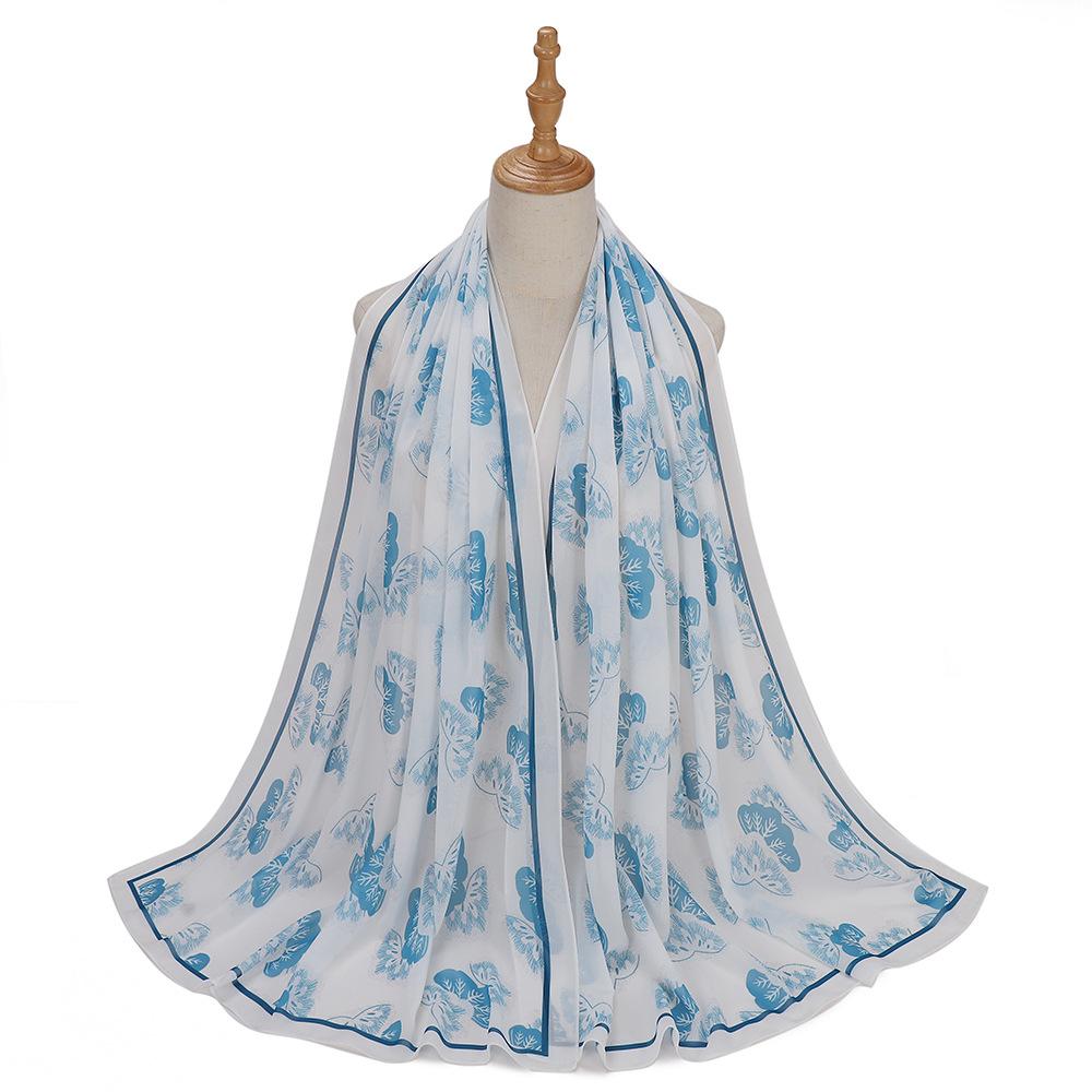 New Designs Printed Hijab Chiffon Scarfs For Women Scarves Muslim Fashion Turbans Malaysian Muslim Hijabs Wraps Ramadan Turban