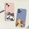 Cute Cat Couple Phone Case For IPhone 15 14 13 12 11 Pro Max Mini X XR 7 8 SE Plus SE20 Kawaii Cartoon Animal Spotted Cat Covers