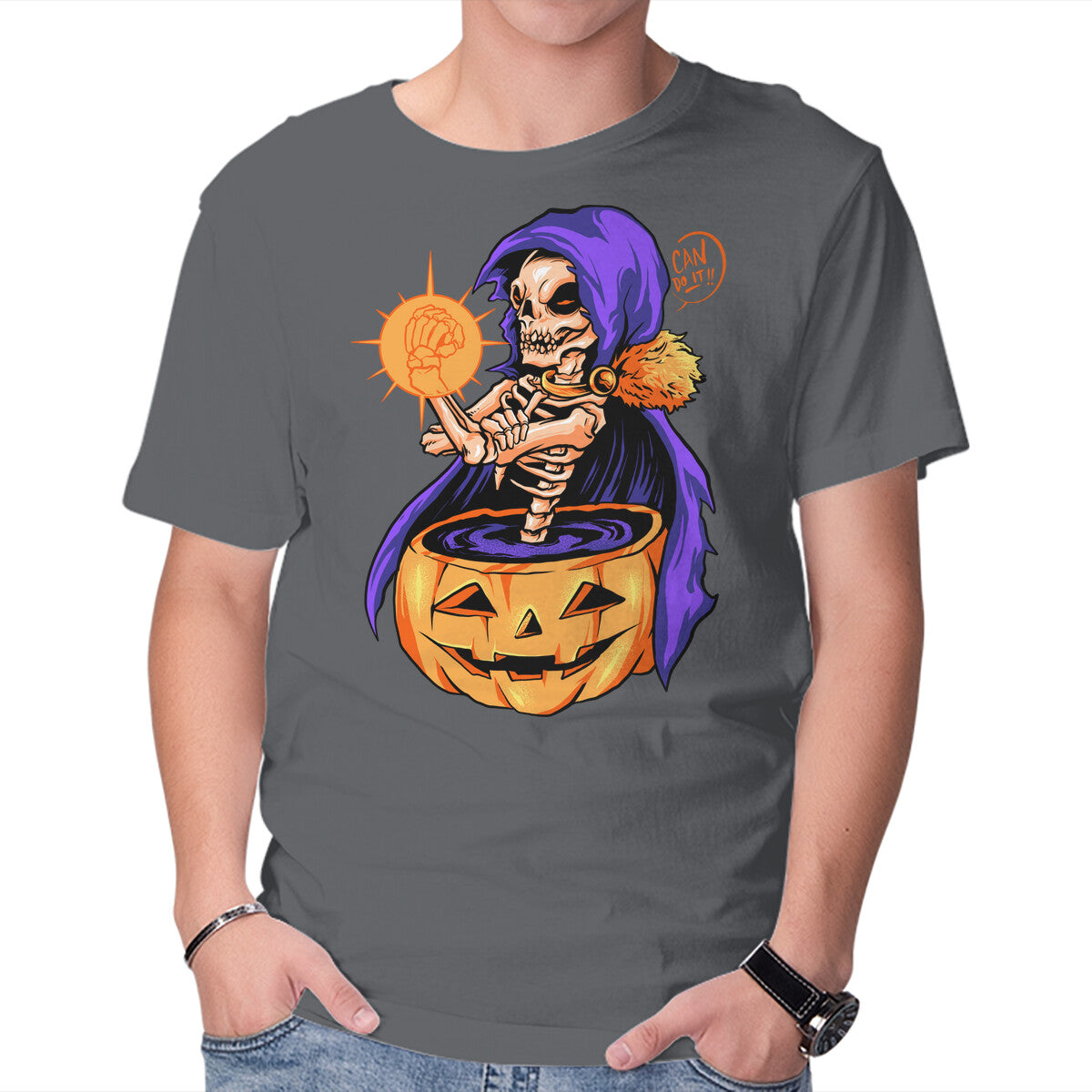 Unisex Crew Neck T-Shirt Witch Can Do It Graphic Short Sleeve Casual Tee XXXXL