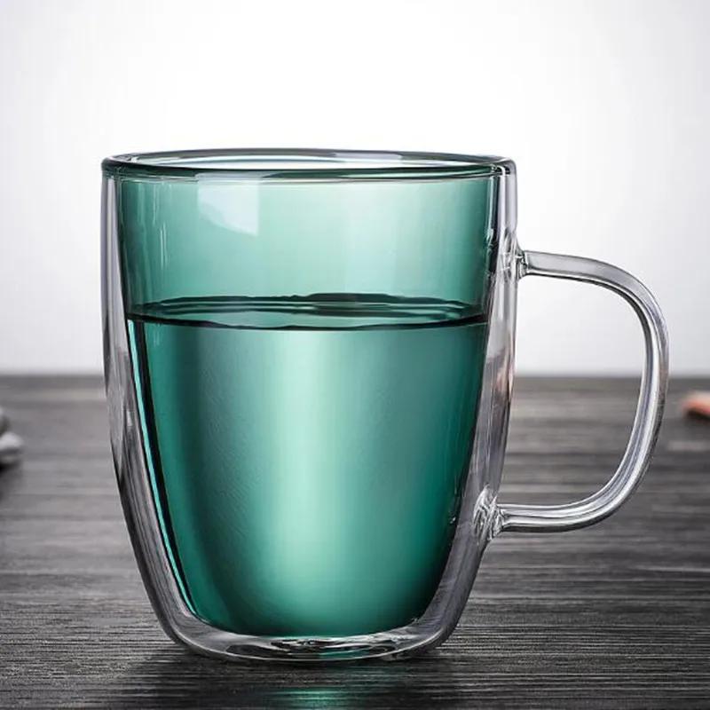 

400 мл цветная чашка для чая/кофе с двойными стенками, стеклянная кружка, термостойкие кружки для пива ручной работы, стеклянная кружка для виски, бутылка для воды, посуда для напитков 350ml
