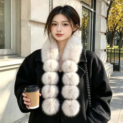 Imitation Fox Hair Scarf Autumn and Winter Magnetic Attraction J Lengthened Warm Thickened Versatile Women's Plush Scarf Scarf