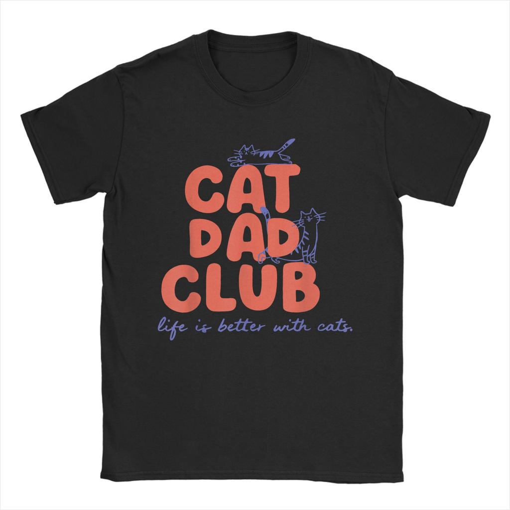 Cat Dad T-Shirt Funny Men Printed Short Sleeve Tees