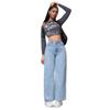 2025 Spring Women's Light Wash Floor-Length Wide Leg Jeans