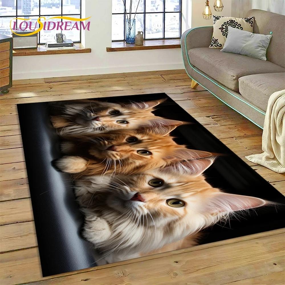 3D Persian Cat,Cute Calico Cat,Ragdoll Cartoon Rug Carpet for Living Room Bedroom Home Decor,Non-slip for Sofa  Doormat Gift Kid