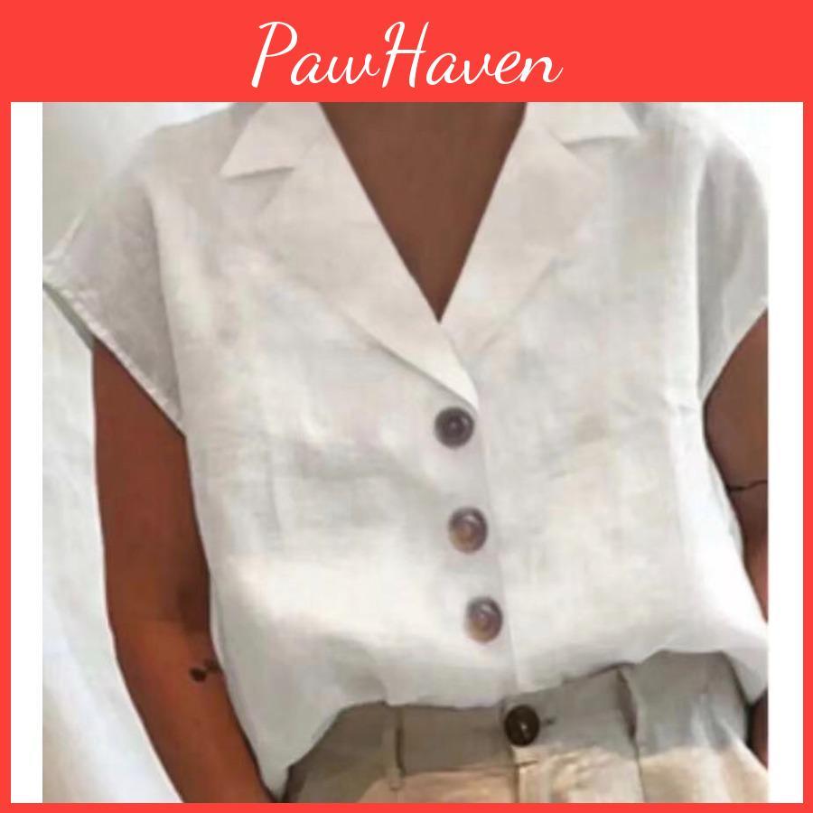 Vintage Summer Tops White Casual Women Cotton Linen Blouses Leisure Lapel Blazer Collar Shirt