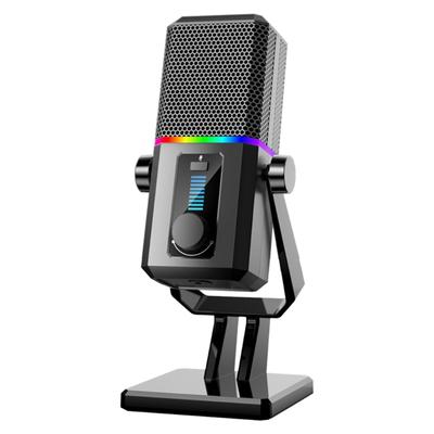 Computer Gaming Mic Desktop Microphone with LED Light 14mm Large Mic Head for Streaming Podcasting Insert and Play