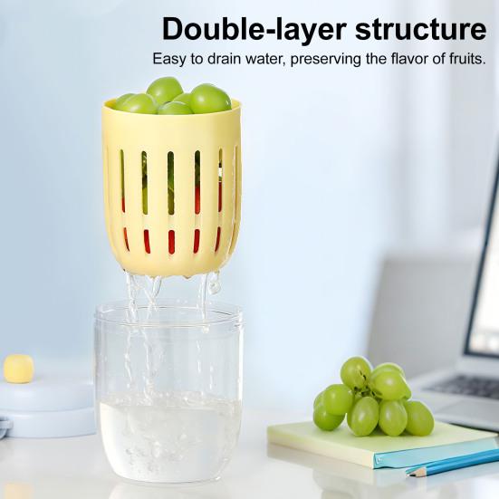 Fruit Salad Cup with Fork Leak Proof Airtight Container Double