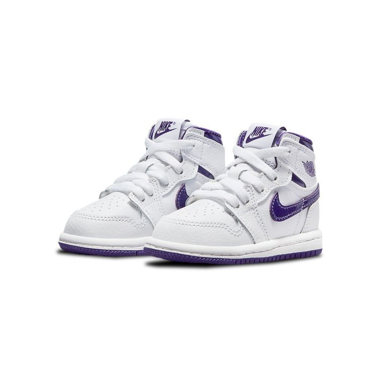 Air Jordan 1 Retro High OG TD Court Purple Dětské tenisky Bílé CU0450-151