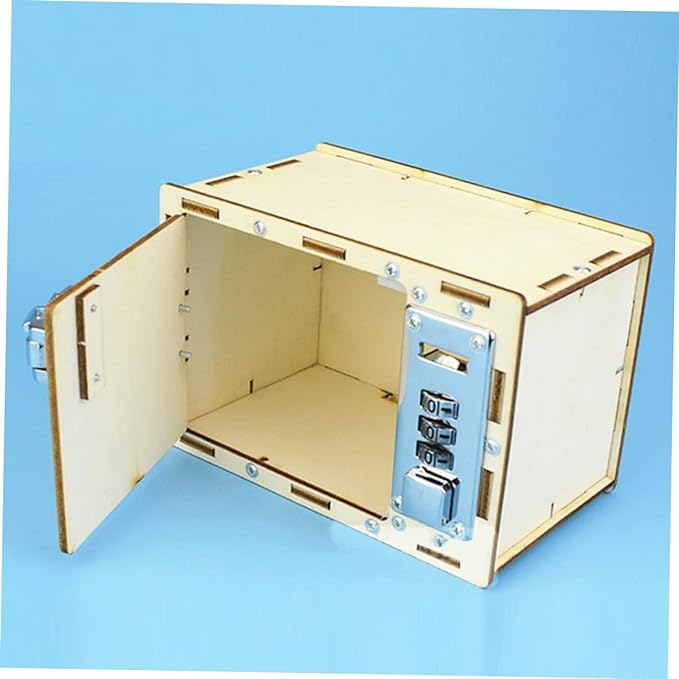 DIY Wooden Password Box for Kids Assembling Manual Machine Code Box Mechanical Lockbox Science Experimental Money Financial Toys