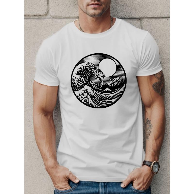 European Size Waves Men's Short Sleeve T-shirt Summer T-shirt Top