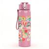 1PC Cute Cartoon Character Scrapbook Print 750ml Color Plastic Sports Water Bottle Leakproof Flip Straw Lid Suitable for Sports Office Home Use
