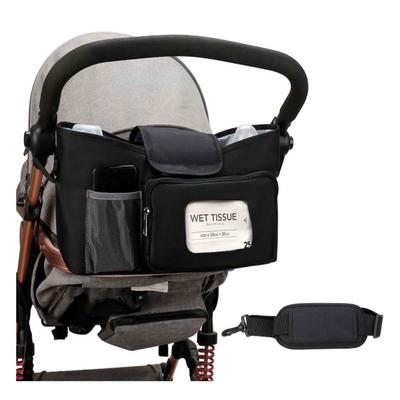 Stroller Bag with Drink Holder, Easy Installation, Diaper Pouch, Baby Bottle Pocket, Storage, 2-way, Crossbody, Large Capacity, Multi-functional