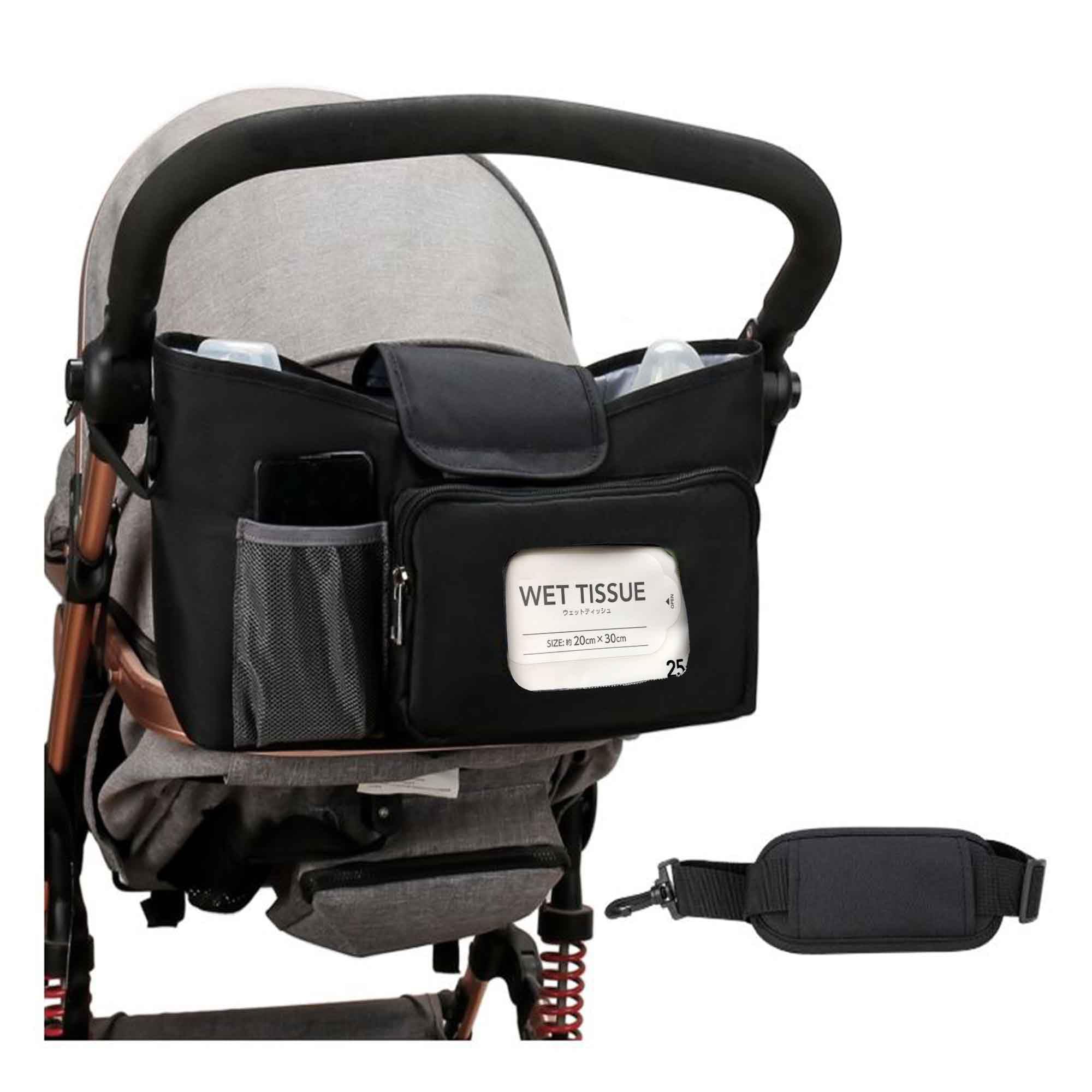 

Сумка для коляски GRANSEED с держателем для напитков, легкая, для подгузников, для детской бутылочки, большая, многофункциональная [Последняя модель 2025], держатель, установка, кармашек, карман, хранение, 2 способа,