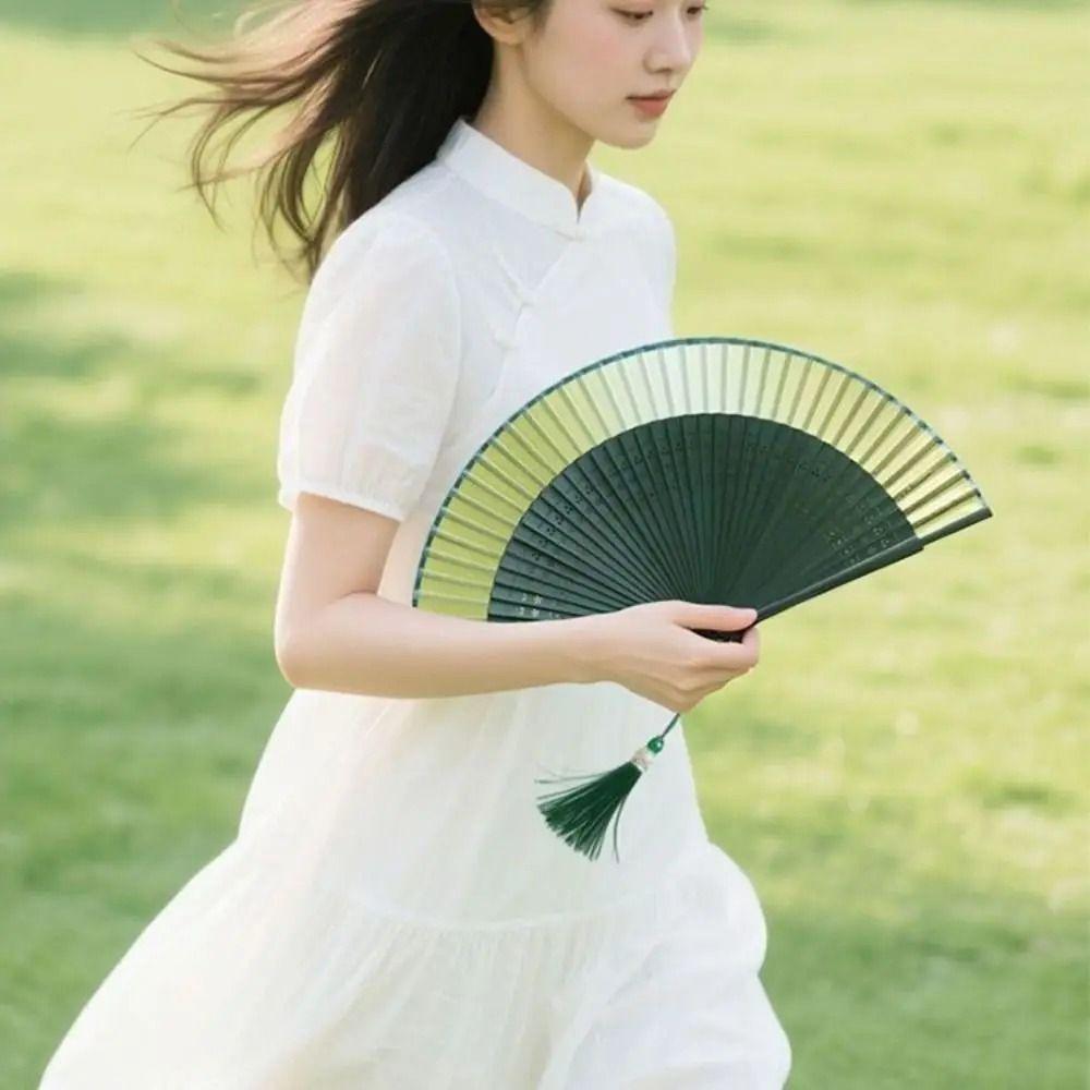 Hollow Carving Retro Hand Fan Portable Dance Fan Elegant Bamboo Folding Fan  Home Decoration