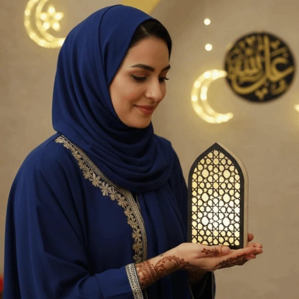 Moon Eid Desktop Ornament Creative Eid Wooden Decoration Handmade Night Light Ornament Wedding