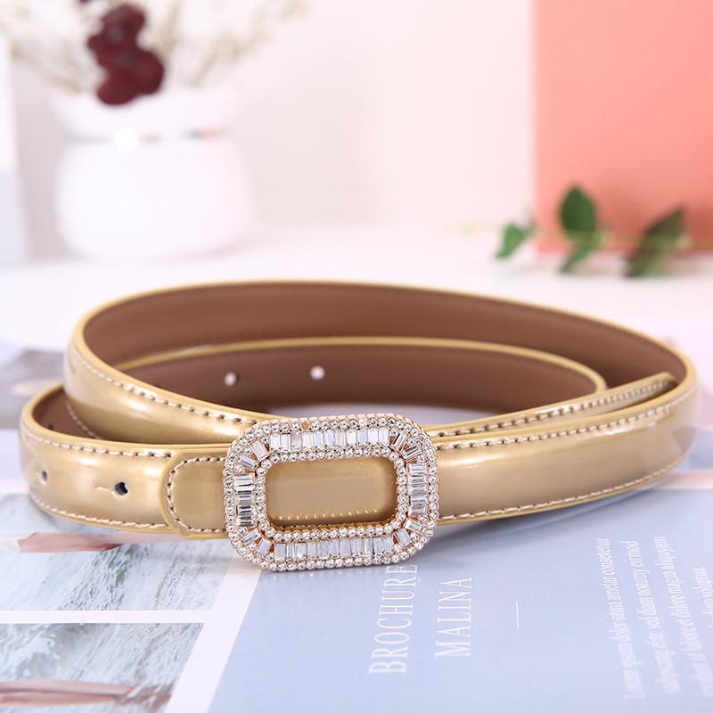 Leather Womens Belt With Artificial Pearls And Rhinestone Decor For Elegant Outfit