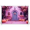 Mocsicka Halloween Photography Background Purple House Autumn Pink Tree Pumpkin Party Decoration Child Photo Backdrops Wallpaper