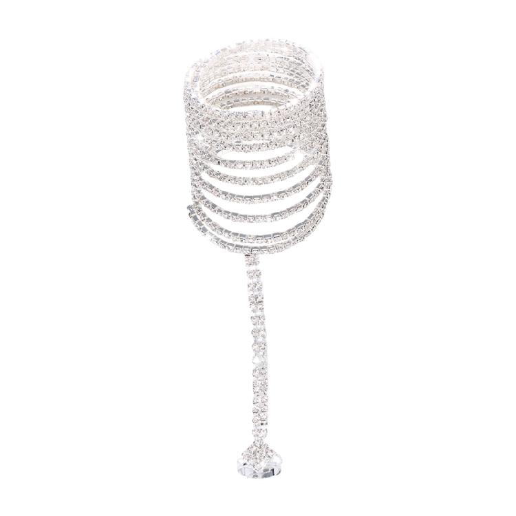 Sparkling Rhinestones Coils Bracelet for Women Adjustable Crystal Bangle for Special Day Beach Jewelry