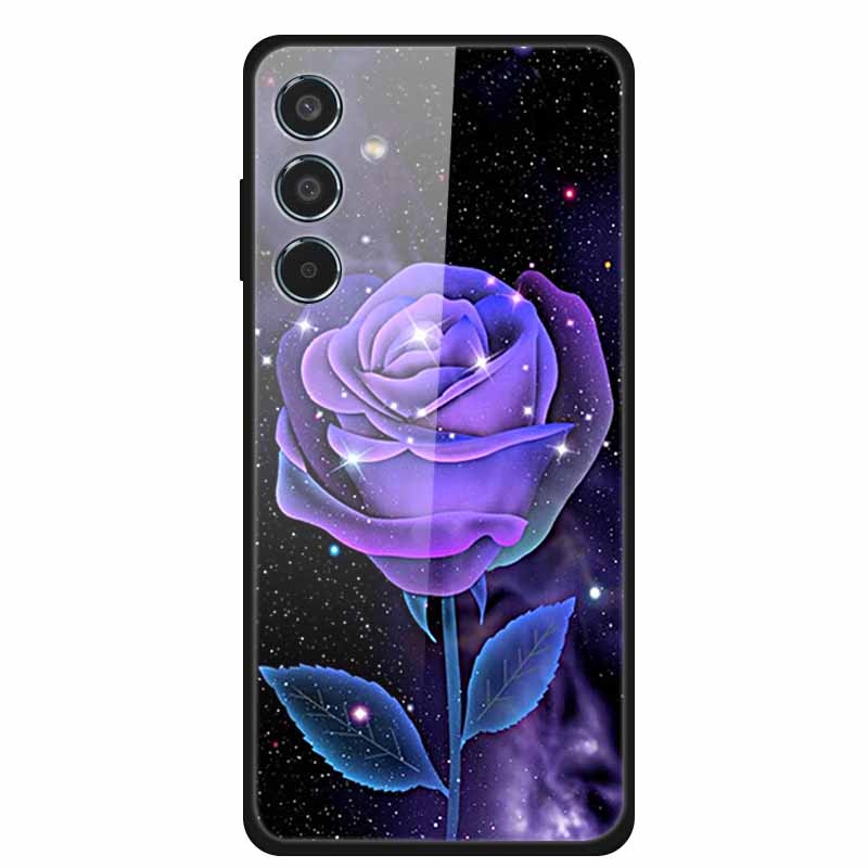 Glass Back Cover For Samsung Galaxy S24 FE Case S24FE Hard Tempered Glass Case For Samsung Galaxy M55 A16 Phone Case Soft Bumper