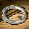 Pixiu Silver Bracelet: Retro Wide Band, Openable, and Aged Design for Men