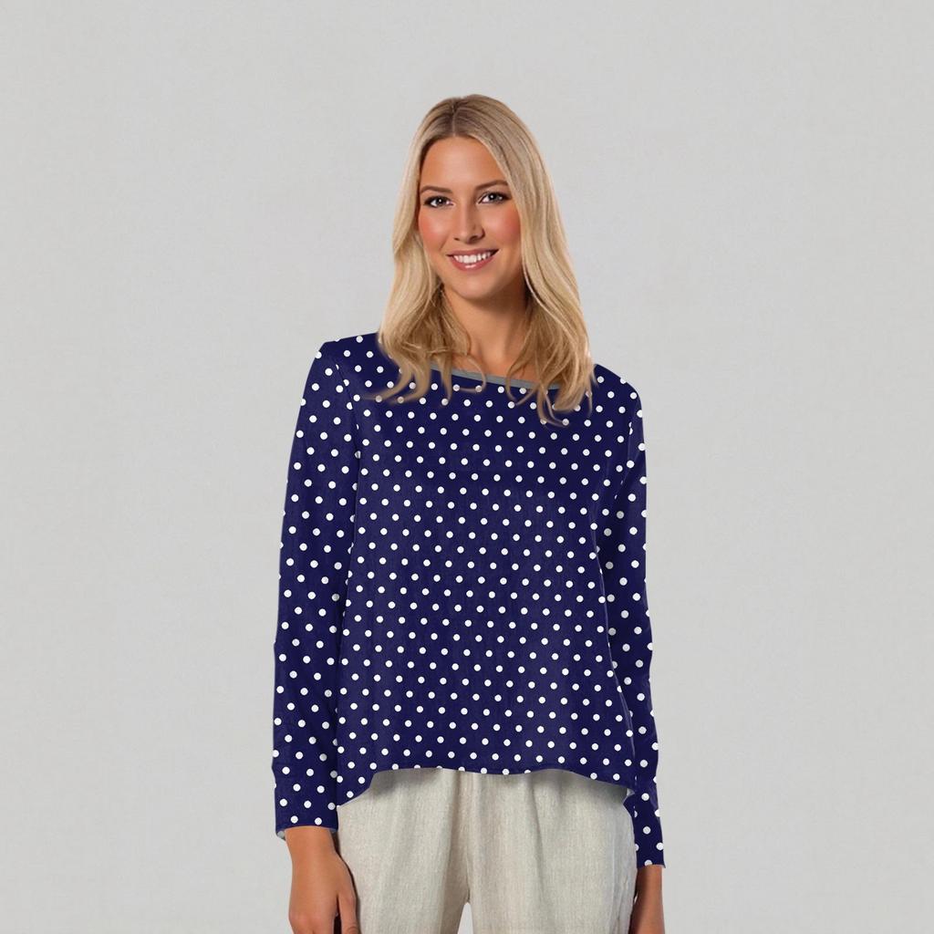 Women's O-neck Long Sleeve Printed Top T-shirt