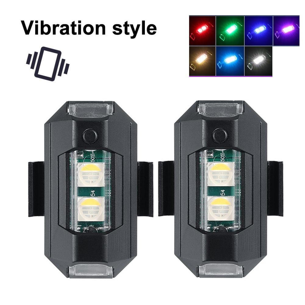 7 Colors Vibrate Style LED Anti Collision Warning Light Motorcycle Strobe Light Turn Signal Indicator Light USB Powered