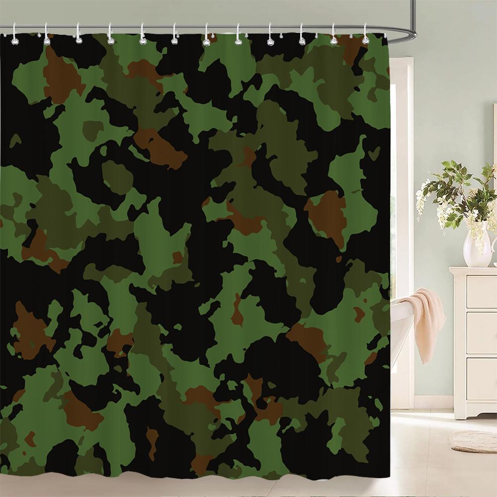 Green camouflage pattern Shower Curtains Waterproof Fabric Floral Bath Curtains For Bathroom Bathtub Curtain With Hooks