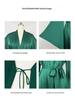 Sweet Satin Open-Front Robe: Deep V, Light Luxury, Tie-Waist, Wide Sleeves Homewear.